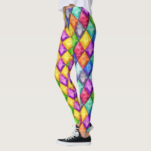 Två Tone Mardi Gras Diamonds Pop Mode Leggings