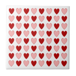 Två Tone Red and Rosa Hearts Checkerboard Mönster Kakelplatta