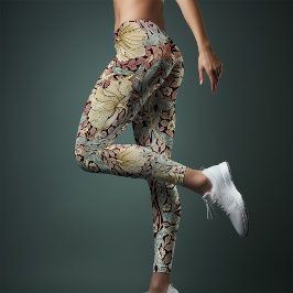 Två-Tone Yoga Vintage Cyan Magenta William Morris Leggings