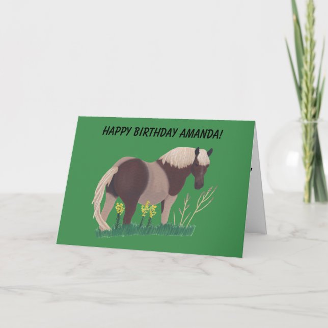 Två Toned Brown och Tan Horse Födelsedagskort Kort (Framsida)