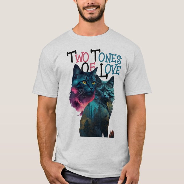Två toner av Kärlek: färgfulla kattassistenter T Shirt (Framsida)