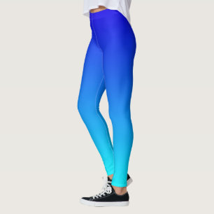 Två toner övertoningsblå, ljusblå mönster leggings