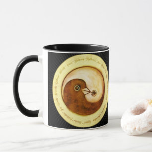 Två tonsstilade fredsduvor av typen mugg Yin Yang