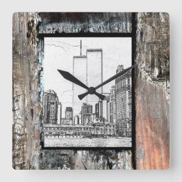 Två Torn Fyrkantig Klocka