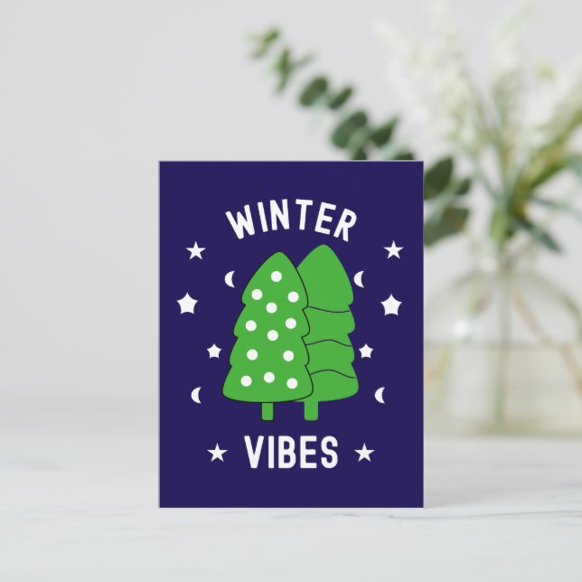 Två Träd Winter Vibes Vykort (Stående Fram)