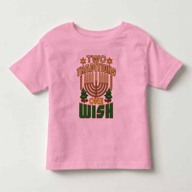 Två traditioner: en önskar Lycklig Hanukkah-festiv T Shirt (Framsida)