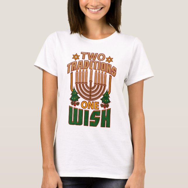 Två traditioner en Wish Hanukkah Graphic T Shirt (Framsida)