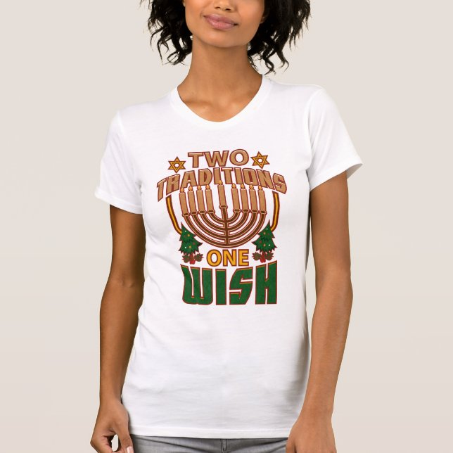 Två traditioner en Wish Hanukkah Graphic T Shirt (Framsida)