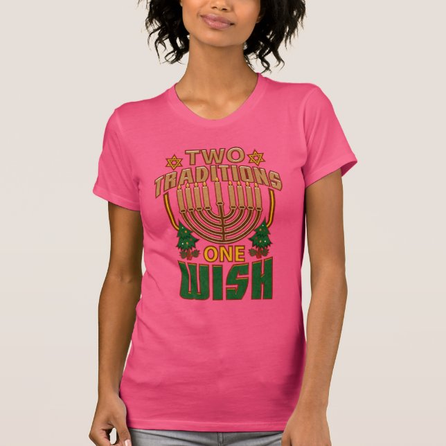 Två traditioner en Wish Hanukkah Graphic T Shirt (Framsida)