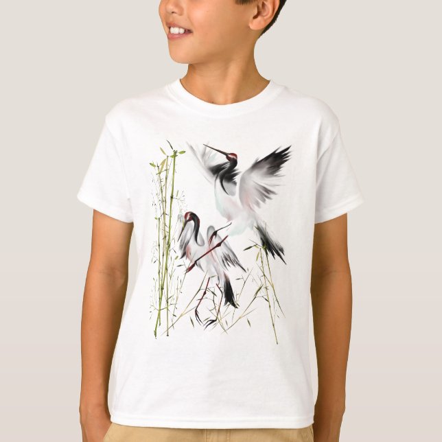 Två tranar i Bamboo-skjortor T Shirt (Framsida)
