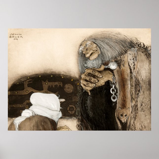 Två Troll, 1909 av John Bauer Poster (Framsidan)
