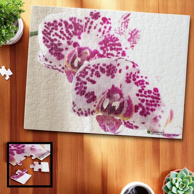 Två tropisk orchid-foto av Lila och vit Pussel (tropical orchid jigsaw puzzle 252 piece, ll" x 14" )