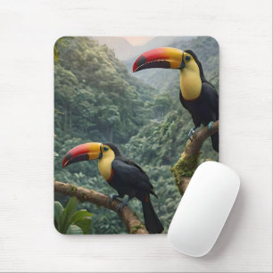 Två tropiska Toucanfåglar. Musmatta