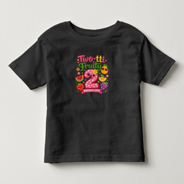 Två-tti Fruktig Småbarns Födelsedags T-Shirt (Framsida)