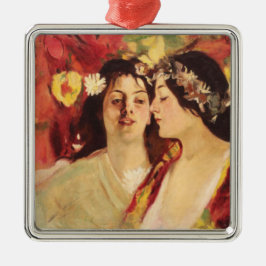 Två turer av Vår (av Stefan Luchian) Julgransprydnad Metall