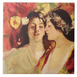 Två turer av Vår (av Stefan Luchian) Kakelplatta