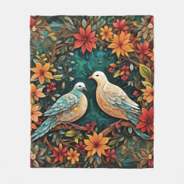 Två turturduvor fleecefilt