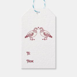 Två turturduvor jul jul i Röd Presentetikett