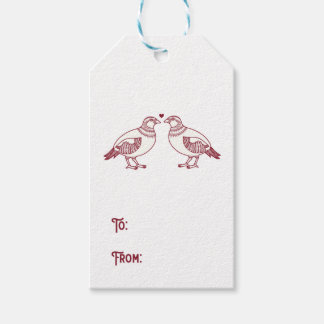 Två turturduvor jul jul i Röd Presentetikett