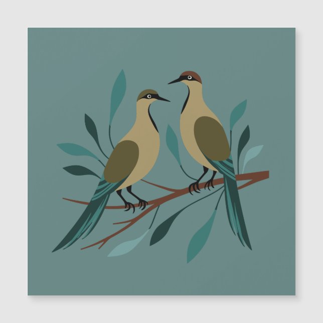 Två turturduvor Utklippsmall Retro stil 3 (Framsida)