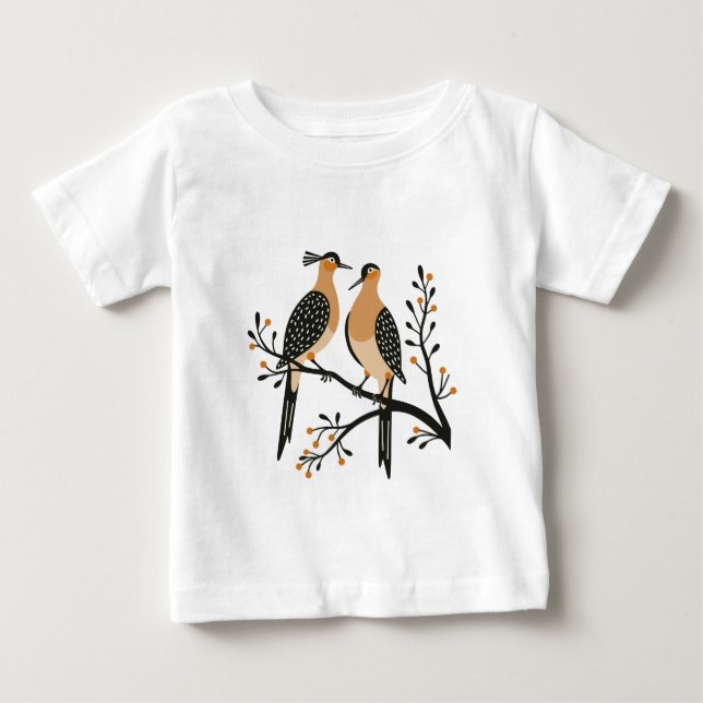 Två turturduvor Utklippsmall Retro stil 7 T Shirt (Framsida)