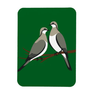 Två turturduvor utklippt stencil Retro Stil 1 Magnet