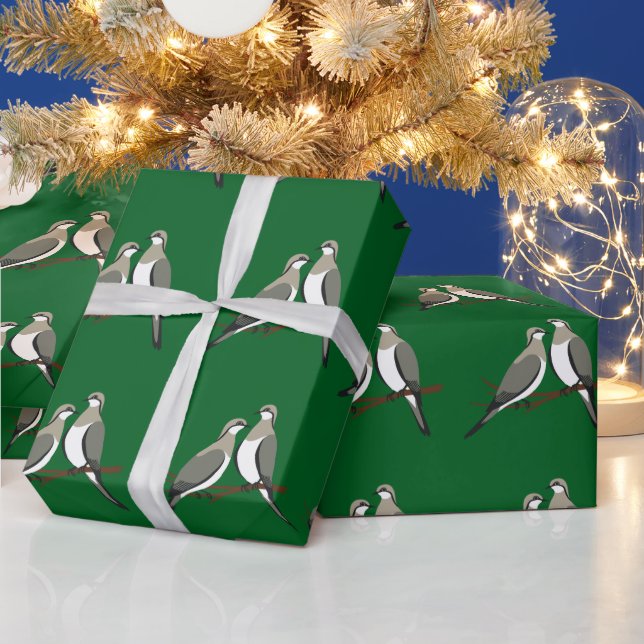 Två turturduvor utklippt stencil Retro Stil 1 Presentpapper (Helgdagar)