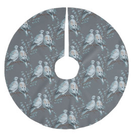 Två turturduvor utskärningsstencil-stil julgransmatta borstad polyester