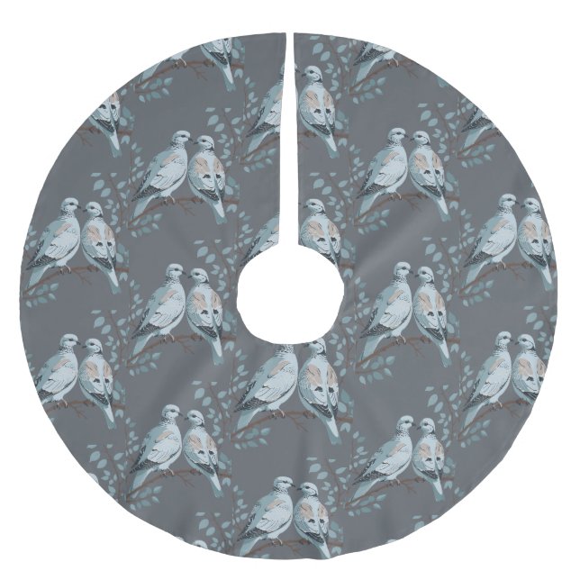 Två turturduvor utskuren stencil-Stil Julgransmatta Borstad Polyester (Framsidan)