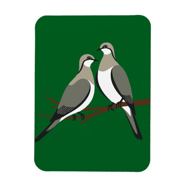 Två turturduvor Utstansmall Retro stil 1 Magnet (Vertikal)
