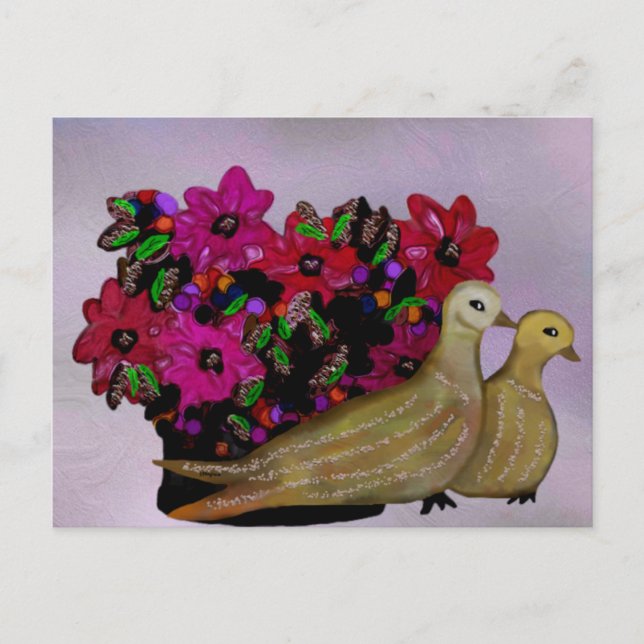 Två turturduvor - vykort (Framsida)