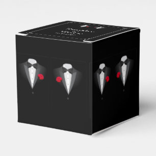 Två Tuxedos med Röd ros Gay Wedor-favoritbox Presentaskar