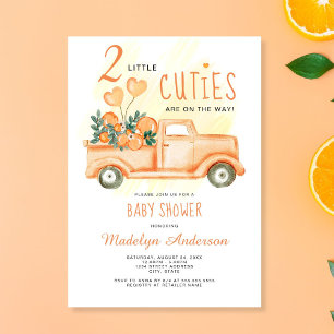 Två Twillingar för Orangen Little Cuties Baby Show Inbjudningar