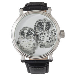 Två uggla-chickar smink bläck-målning armbandsur