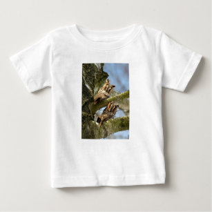 Två Uggla i Skogen, fåglar, vildlevande Baby T-Shi T Shirt