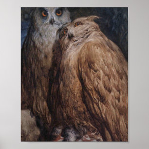 Två Ugglor efter Gustave Dore Poster