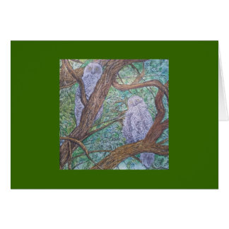 två ugglor hälsningskort