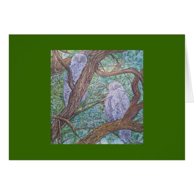två ugglor hälsningskort (Framsidan Horizontal)