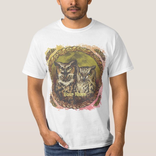 Två ugglor   t shirt (Framsida)