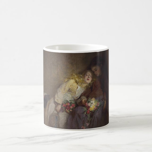 Två unga flickor återvänder hem kaffemugg (Center)