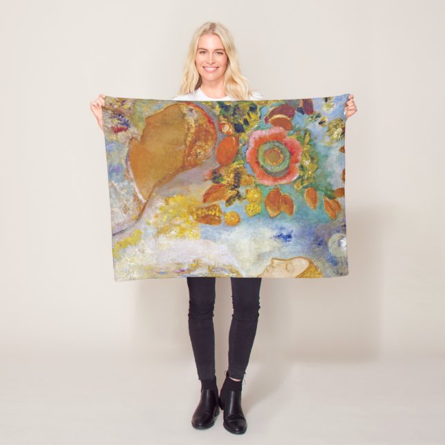 Två unga flickor bland Blommor, Redon Fleecefilt (På plats)