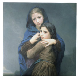 Två unga flickor långt hemifrån (av W.A. Bouguerea Kakelplatta