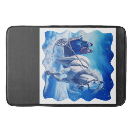 Två unga flickor på en snöig saftrighrid badrumsmatta