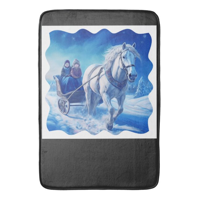 Två unga flickor på en snöig saftrighrid badrumsmatta (Framsidan (Vertikal))