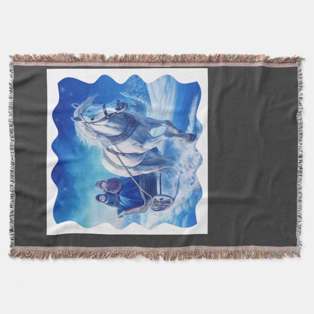 Två unga flickor på en snöig saftrighrid filt (Framsidan)