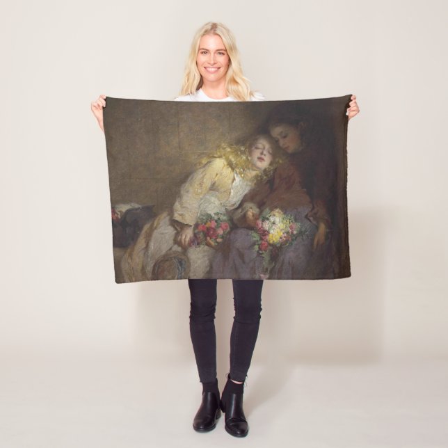 Två unga flickor som återvänder hem fleecefilt (På plats)