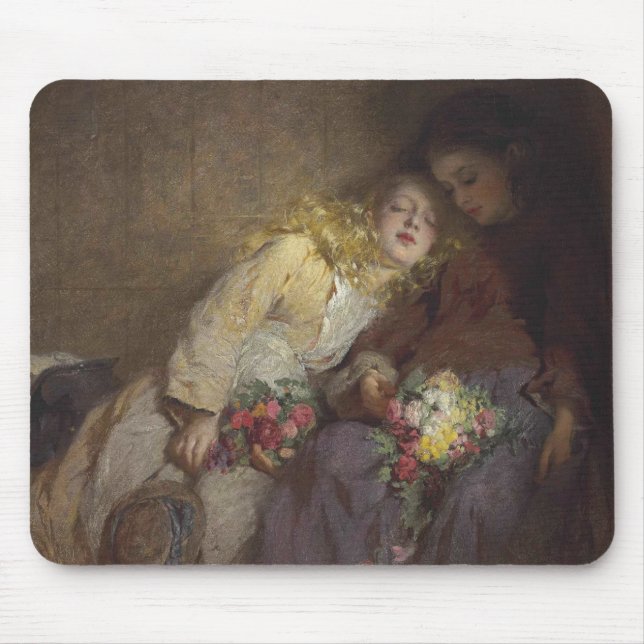 Två unga flickor som återvänder hem musmatta (Framsidan)