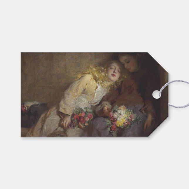 Två unga flickor som återvänder hem presentetikett (Framsidan (Horisontell))