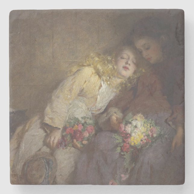 Två unga flickor som återvänder hem stenunderlägg (Framsidan)