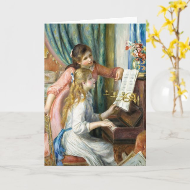 Två unga flickor vid Piano av Auguste Renoir Art Kort (Gul blomma)